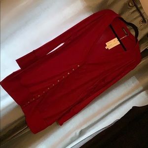 Long maroon button cardigan NWT XXL